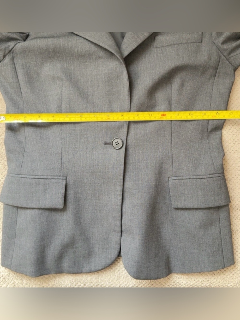 Theory Gabe B Tailor Wool Blazer Jacket Size 8 Heather Gray One Button Office - Picture 16 of 16